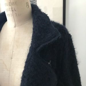 Knee length moto coat